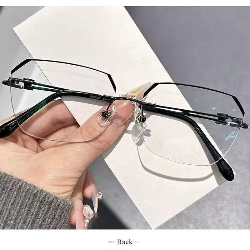 Contemporary Minimalist Frameless Reading Glasses with Lightweight Metal Frame for Work, Gaming, and Everyday Use