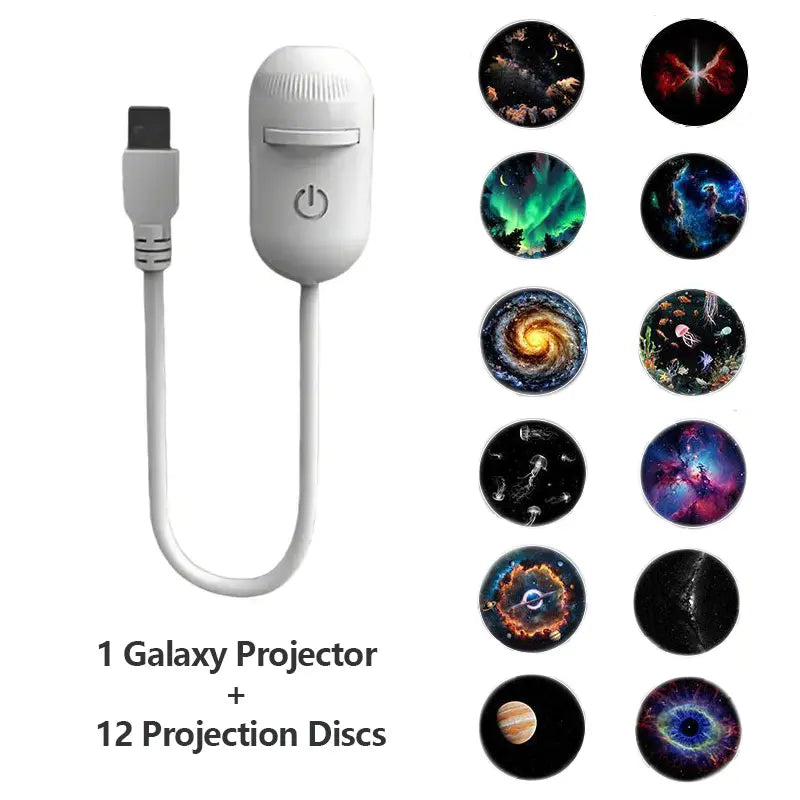 Galaxy Projector 2-In-1 Starry Sky Projector & Night Light USB Galaxy Projector Night Light for Bedroom Hallway Ceiling Decor (1 Light+3 Pcs)