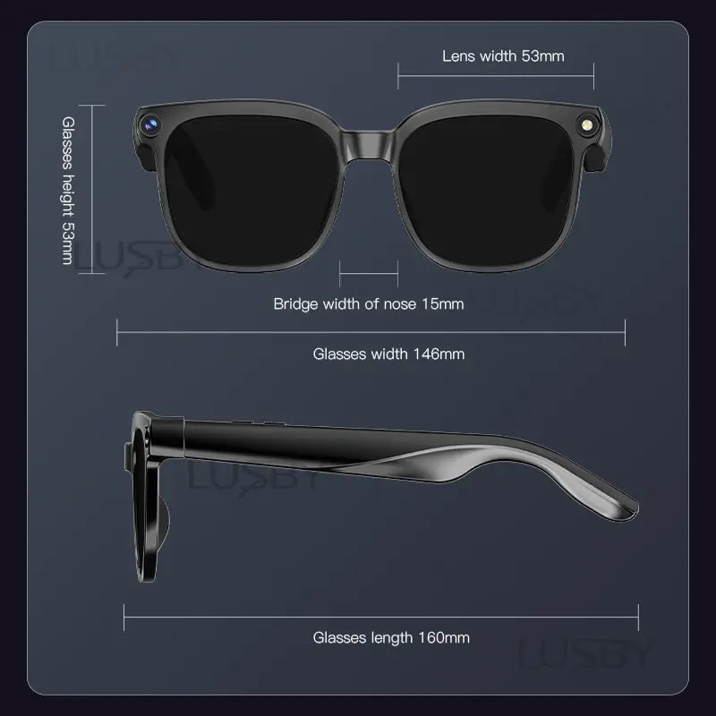 LUSBY Smart AI Camera Glasses with 8MP Photochromic Lenses, Touch Button Adjustment, Hands-Free Photography, Real-Time Translation in 160+ Languages, Bluetooth Connectivity, Wearable Video Recording, UV Protection – Ideal for Outdoor Adventures and Travel