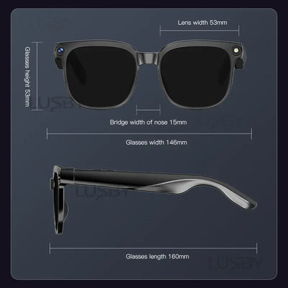LUSBY Smart AI Camera Glasses with 8MP Photochromic Lenses, Touch Button Adjustment, Hands-Free Photography, Real-Time Translation in 160+ Languages, Bluetooth Connectivity, Wearable Video Recording, UV Protection – Ideal for Outdoor Adventures and Travel