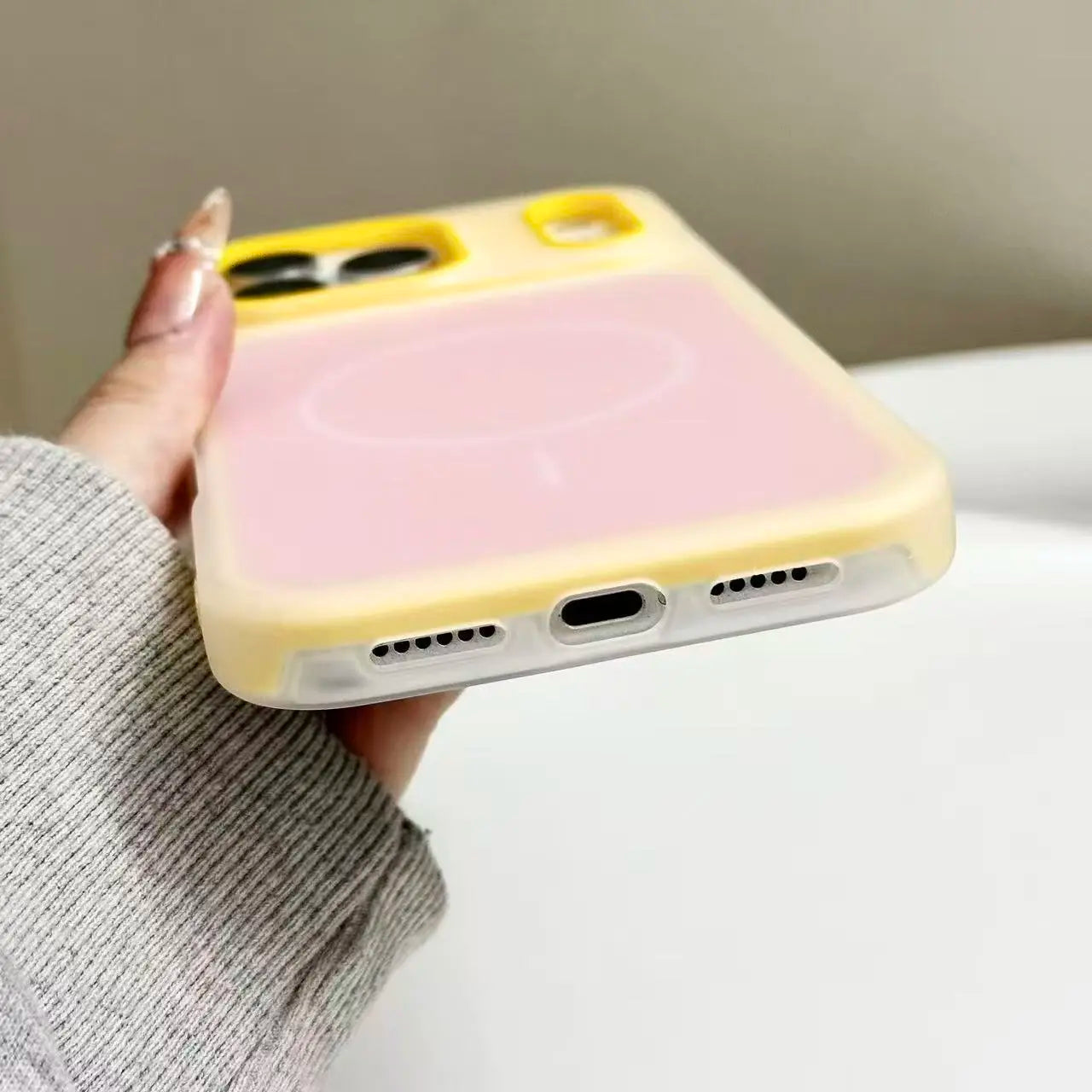 HISTORYOO for Iphone 17 Pro Max Air 16 Pro 15 14 plus 13 12 11 Pro Magnetic (Not Strong) Defender 2 in 1 Dual Layer Jelly Soft Matte Clear Silicone + Candy Color-Blocking PC Hybrid Magsafe Wireless Charging Case Frosted Shockproof Bumper Luxury Back Cover