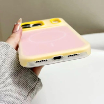 HISTORYOO for Iphone 17 Pro Max Air 16 Pro 15 14 plus 13 12 11 Pro Magnetic (Not Strong) Defender 2 in 1 Dual Layer Jelly Soft Matte Clear Silicone + Candy Color-Blocking PC Hybrid Magsafe Wireless Charging Case Frosted Shockproof Bumper Luxury Back Cover