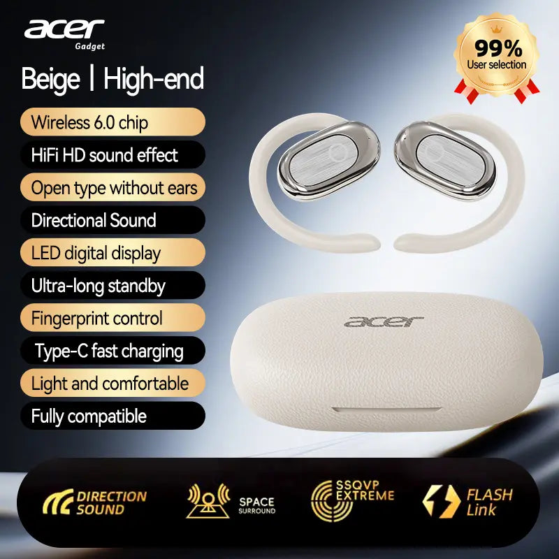 Acer OHR553 Open-Ear Wireless Earbuds, Panoramic Hifi Stereo, Comfortable Non-In-Ear Design for Sports