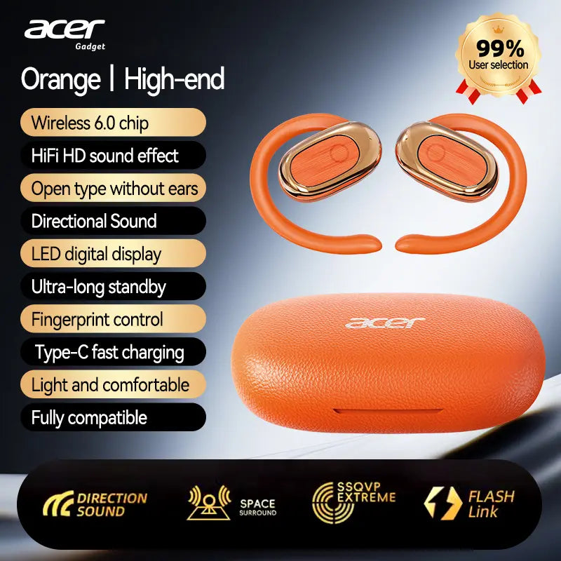 Acer OHR553 Open-Ear Wireless Earbuds, Panoramic Hifi Stereo, Comfortable Non-In-Ear Design for Sports