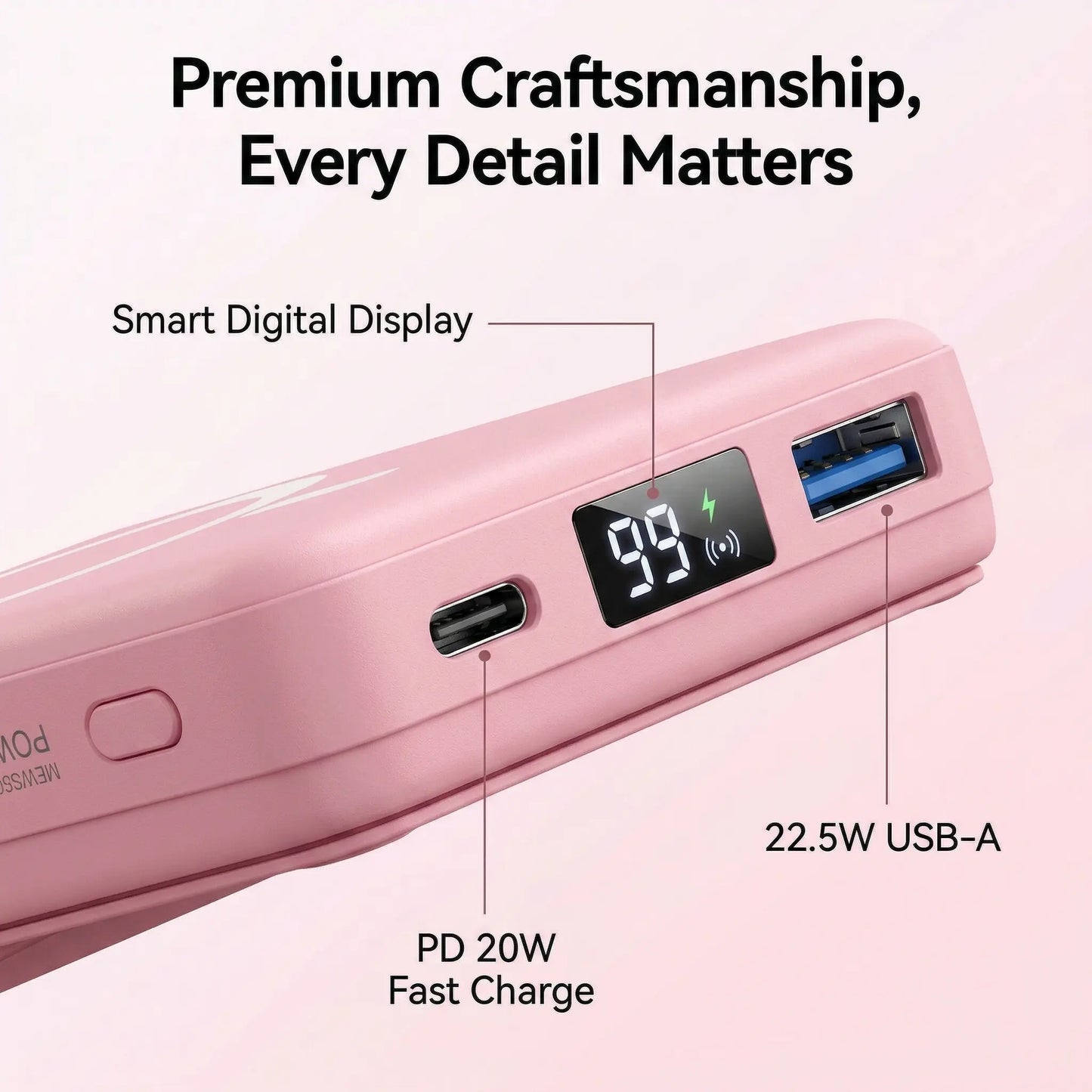 Podoru 10000Mah Magnetic Magsafe Power Bank with Foldable Stand, LED Display, 20W Fast Charging, USB-C Output, Silicone Mobile Smartphone Accessories Cable for Iphone 17/16/15/14/13/12 Series