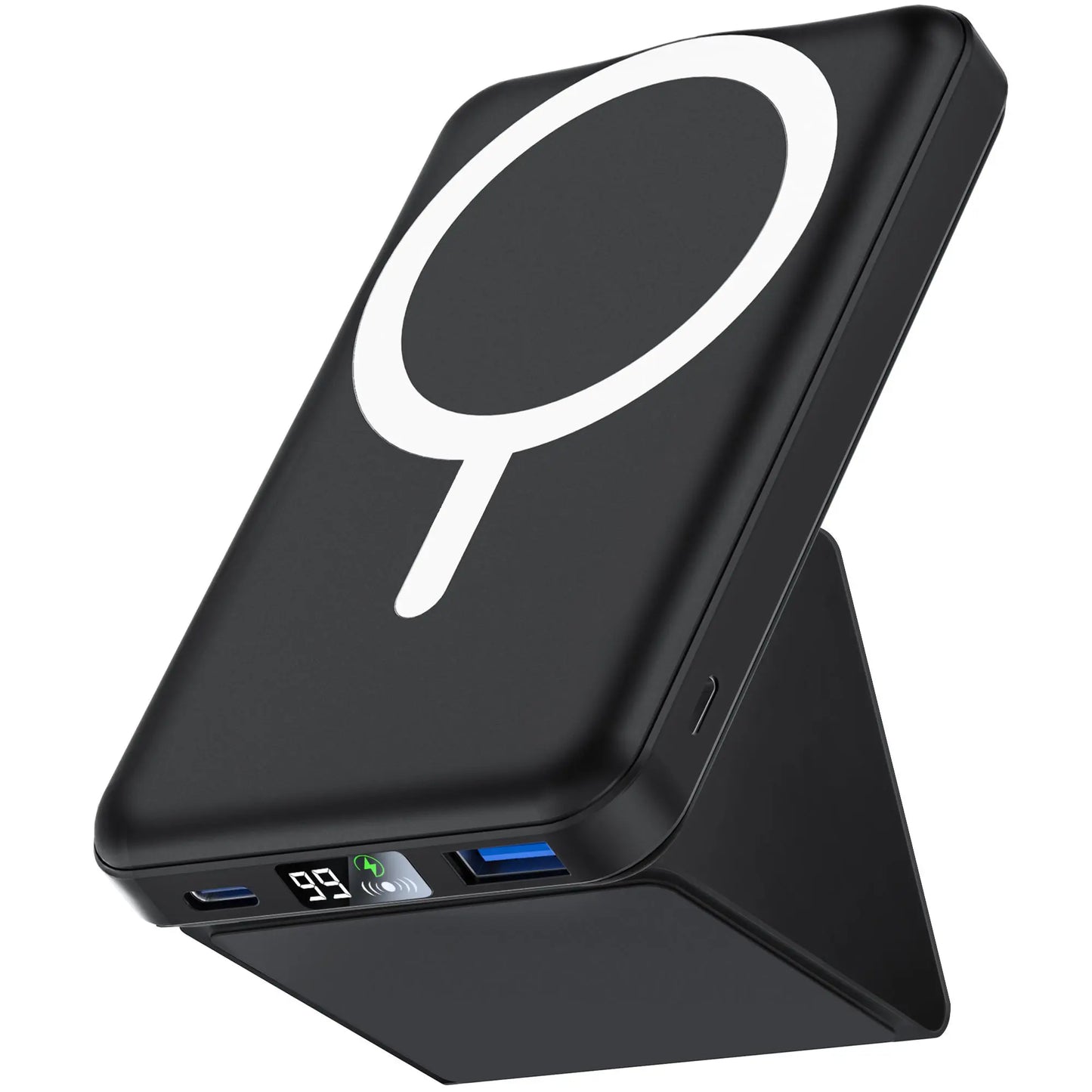 Podoru 10000Mah Magnetic Magsafe Power Bank with Foldable Stand, LED Display, 20W Fast Charging, USB-C Output, Silicone Mobile Smartphone Accessories Cable for Iphone 17/16/15/14/13/12 Series