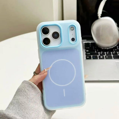 HISTORYOO for Iphone 17 Pro Max Air 16 Pro 15 14 plus 13 12 11 Pro Magnetic (Not Strong) Defender 2 in 1 Dual Layer Jelly Soft Matte Clear Silicone + Candy Color-Blocking PC Hybrid Magsafe Wireless Charging Case Frosted Shockproof Bumper Luxury Back Cover
