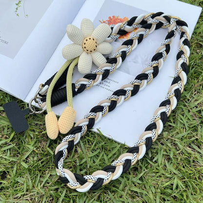Handmade Crossbody Phone Lanyard with Flower Pattern, Heavy Duty Adjustable Cellphone Strap for Outdoor Travel, Anti-Loss Safety Woven Tether for Phone & Water Bottle