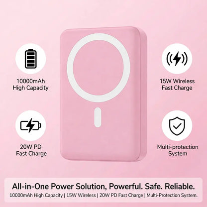 Podoru 10000Mah Magnetic Magsafe Power Bank with Foldable Stand, LED Display, 20W Fast Charging, USB-C Output, Silicone Mobile Smartphone Accessories Cable for Iphone 17/16/15/14/13/12 Series