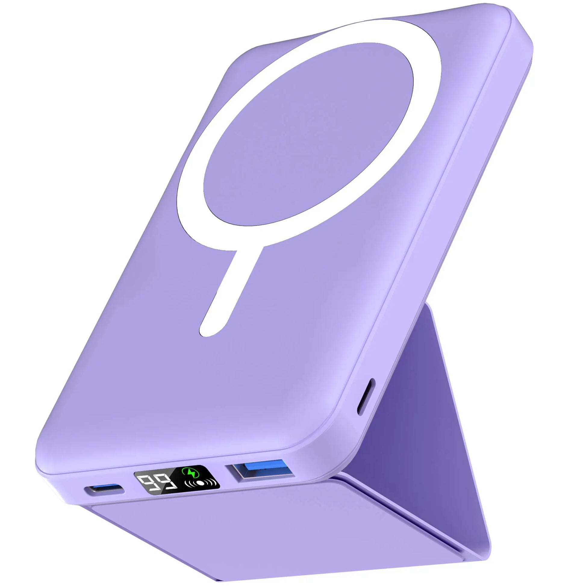 Podoru 10000Mah Magnetic Magsafe Power Bank with Foldable Stand, LED Display, 20W Fast Charging, USB-C Output, Silicone Mobile Smartphone Accessories Cable for Iphone 17/16/15/14/13/12 Series