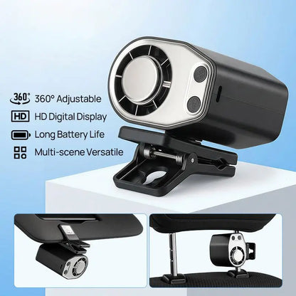 Joytutus Semiconductor Cooling Clip-On Fan - Portable 360° Rotatable Fan with 100-Speed Adjustment, USB Rechargeable, 16℃ Wide Clamp, 3000mAh Battery, LED Display, Ideal Car Accessory for Father's Day