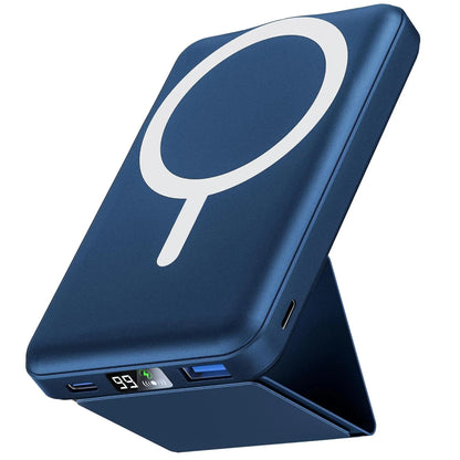 Podoru 10000Mah Magnetic Magsafe Power Bank with Foldable Stand, LED Display, 20W Fast Charging, USB-C Output, Silicone Mobile Smartphone Accessories Cable for Iphone 17/16/15/14/13/12 Series