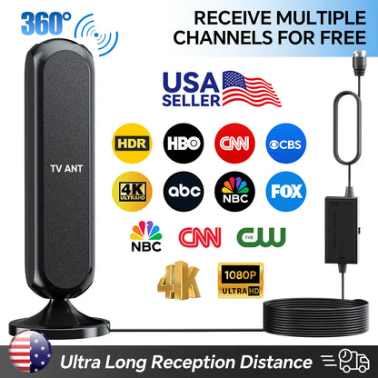 HIDB Indoor Digital TV Antenna for Smart TVs - 4K HD Signal Amplified with 360° Reception, Easy Installation, No Monthly Fees, Ideal for Local Channels - Summer Promotions Available