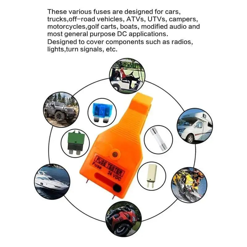 【Fathersdaygift】 24V DC Car Fuse Tester Puller – Easy Tool to Test, Find & Remove Blown ATO/ATC/ATM Blade and Glass Tube Fuses in Your Car Fuse Box
