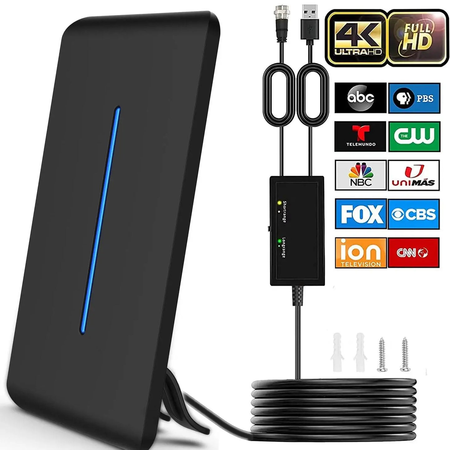 HIDB Indoor Digital TV Antenna for Smart TVs - 4K HD Signal Amplified with 360° Reception, Easy Installation, No Monthly Fees, Ideal for Local Channels - Summer Promotions Available