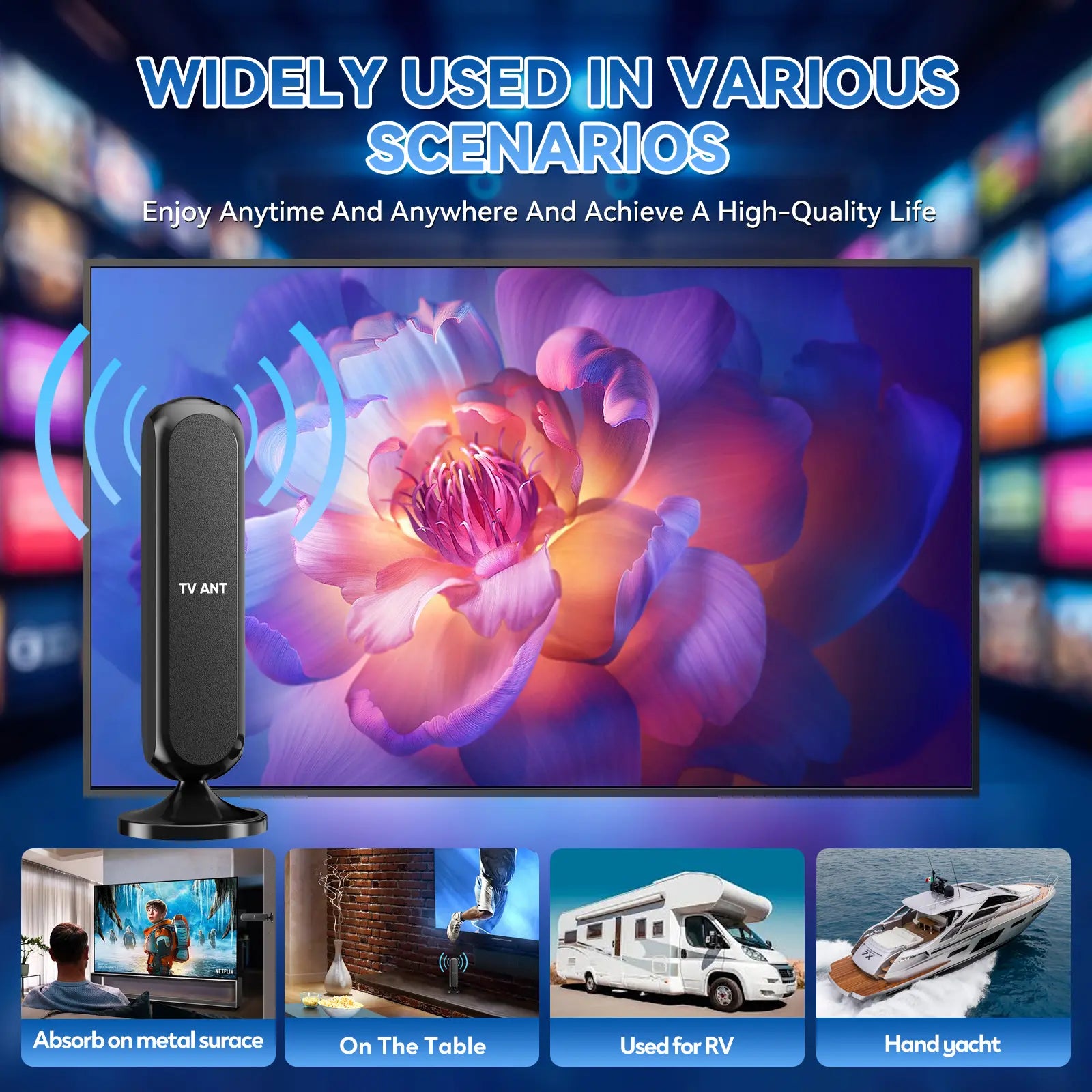 HIDB Indoor Digital TV Antenna for Smart TVs - 4K HD Signal Amplified with 360° Reception, Easy Installation, No Monthly Fees, Ideal for Local Channels - Summer Promotions Available