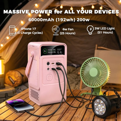 [Dealsforyoudays]Ctolity AP200 Portable Power Bank 192Wh 200W Lifepo4 Battery 3000+ Cycle 140W Ultra Fast Charging LED DC Solar 150W