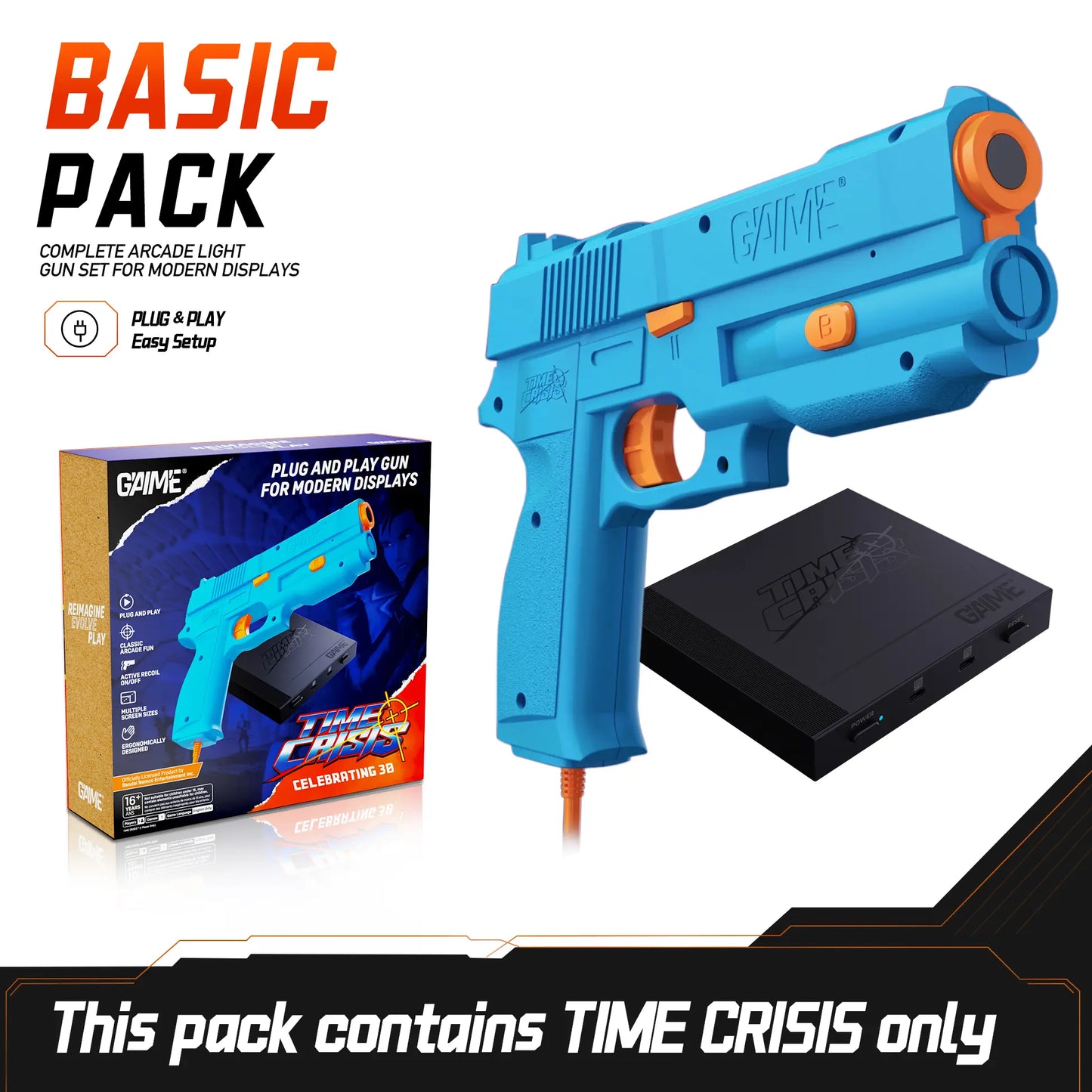 GAIME Advanced AI Vision Light Gun System | No Extra Sensors Needed, Official Time Crisis & NAMCO Arcade Games, Plug&Play Motion Shooting Controller for Living Room Arcade Entertainment