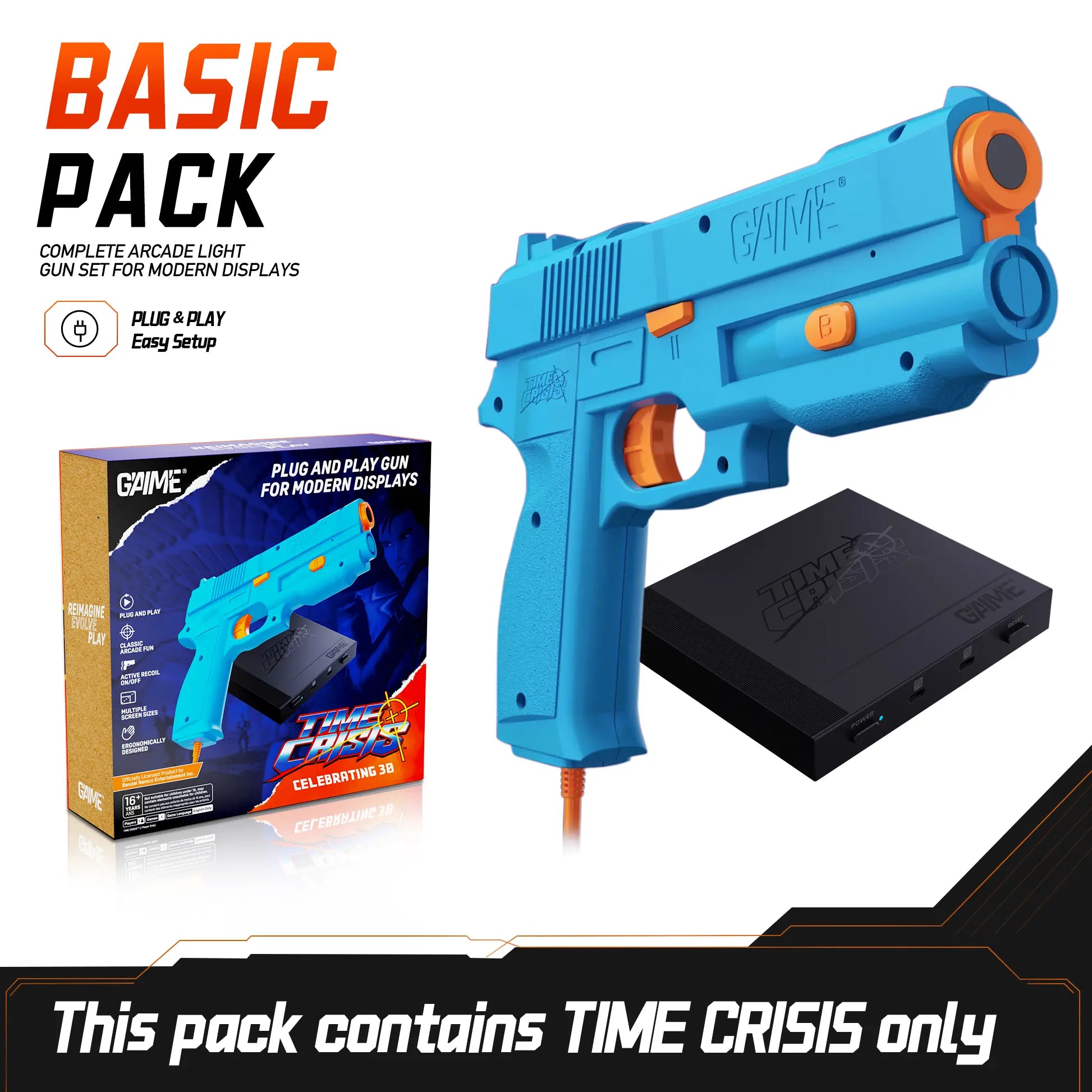 GAIME Advanced AI Vision Light Gun System | No Extra Sensors Needed, Official Time Crisis & NAMCO Arcade Games, Plug&Play Motion Shooting Controller for Living Room Arcade Entertainment
