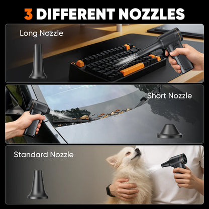 SHEKAR Rechargeable Cordless Electric Air Duster with Adjustable Gears - Portable Mini Turbo Jet Fan for Effective Cleaning of Keyboards, PCs, Cars, Homes, and Outdoor Spaces