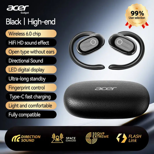 Acer OHR553 Open-Ear Wireless Earbuds, Panoramic Hifi Stereo, Comfortable Non-In-Ear Design for Sports
