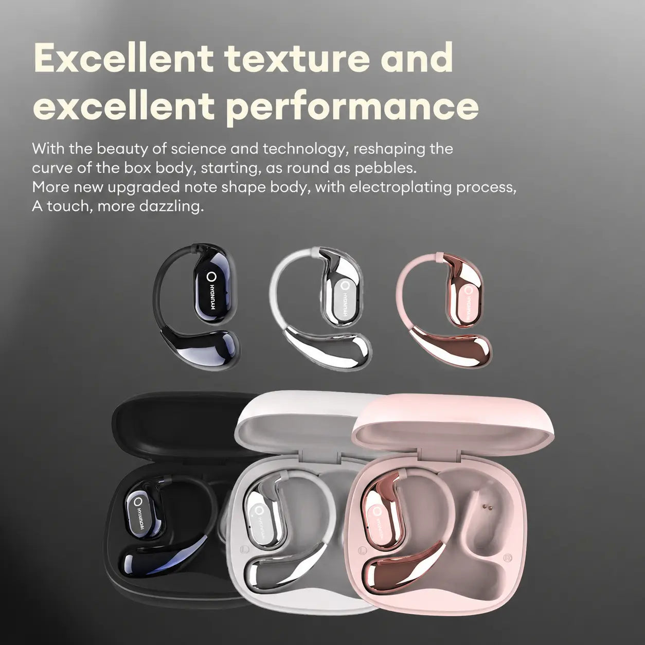 HYUNDAI HY-Q18 Pro Bluetooth Wireless Earbuds with Full-Color Touch Display, Support Translation via Mobile App, Smart Headphones for Music & Calls, Compatible with Android & Ios