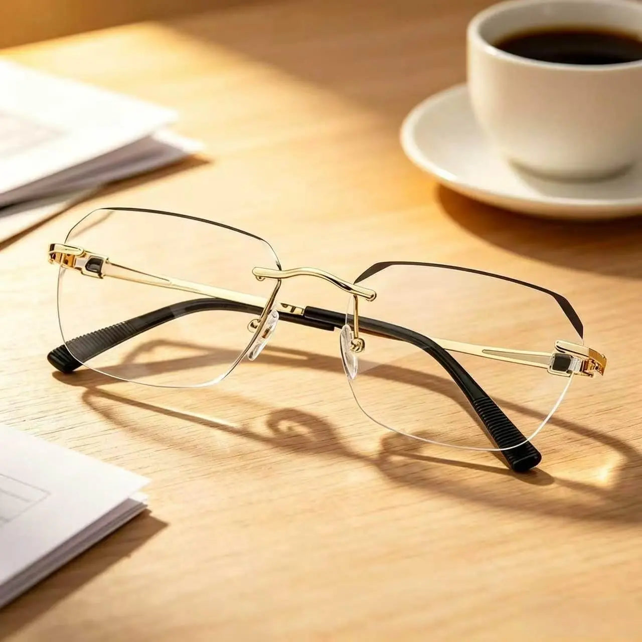 Contemporary Minimalist Frameless Reading Glasses with Lightweight Metal Frame for Work, Gaming, and Everyday Use