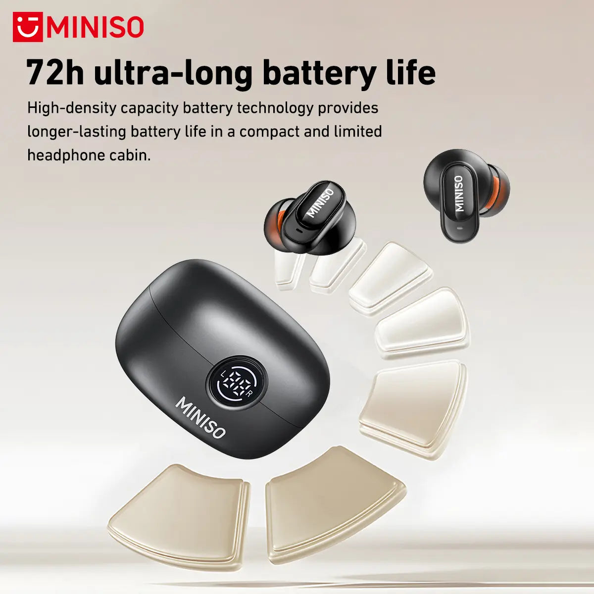 MINISO MS105 Bluetooth 6.0 Wireless Earbuds - Waterproof In-Ear Earphones with Built-in Microphone for Office, Sports, Study, and Gaming