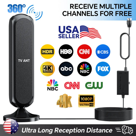 HIDB Indoor Digital TV Antenna for Smart TVs - 4K HD Signal Amplified with 360° Reception, Easy Installation, No Monthly Fees, Ideal for Local Channels - Summer Promotions Available