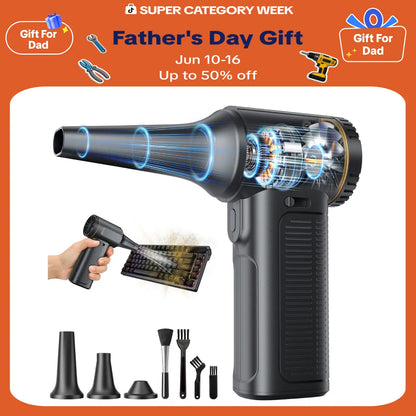 SHEKAR Rechargeable Cordless Electric Air Duster with Adjustable Gears - Portable Mini Turbo Jet Fan for Effective Cleaning of Keyboards, PCs, Cars, Homes, and Outdoor Spaces