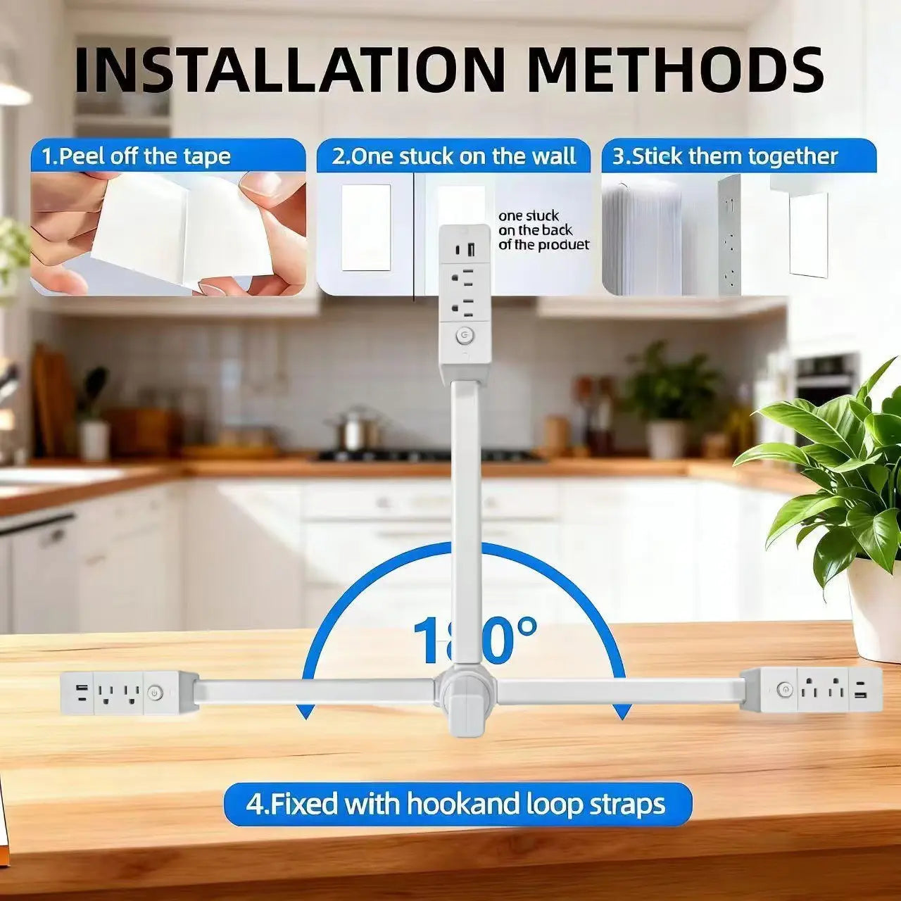 [Father'S Day Gifts]Eazy Electrical Outlet Extender - Prevents Fire Hazards,Surge Protector Outlet Extender,3-In-1 Telescopic Rotating Outlet Extender with [Independent Power Switch], 180° Swivel Wall Tap with USB Ports