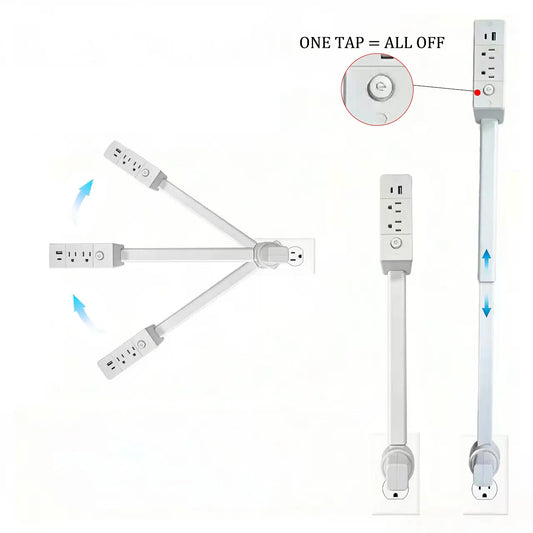 [Father'S Day Gifts]Eazy Electrical Outlet Extender - Prevents Fire Hazards,Surge Protector Outlet Extender,3-In-1 Telescopic Rotating Outlet Extender with [Independent Power Switch], 180° Swivel Wall Tap with USB Ports