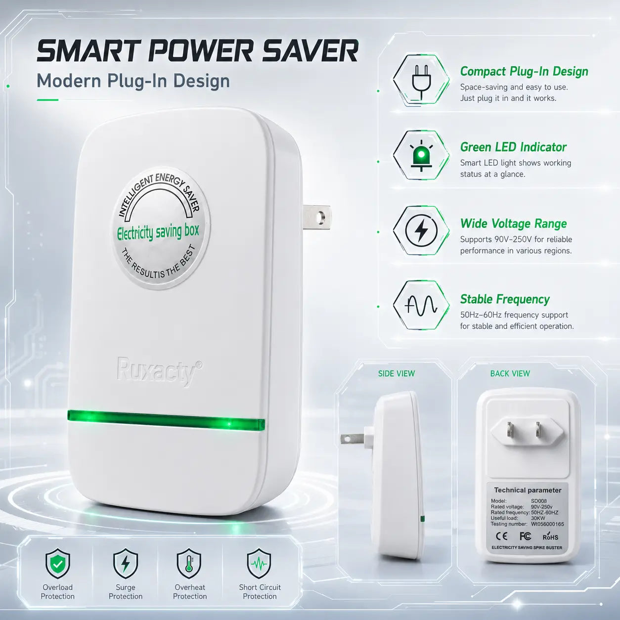 Compact Indoor Plug-In Device with Integrated Indicator Light, US Plug Design for Home, Bedroom, Office, and Dormitory Use