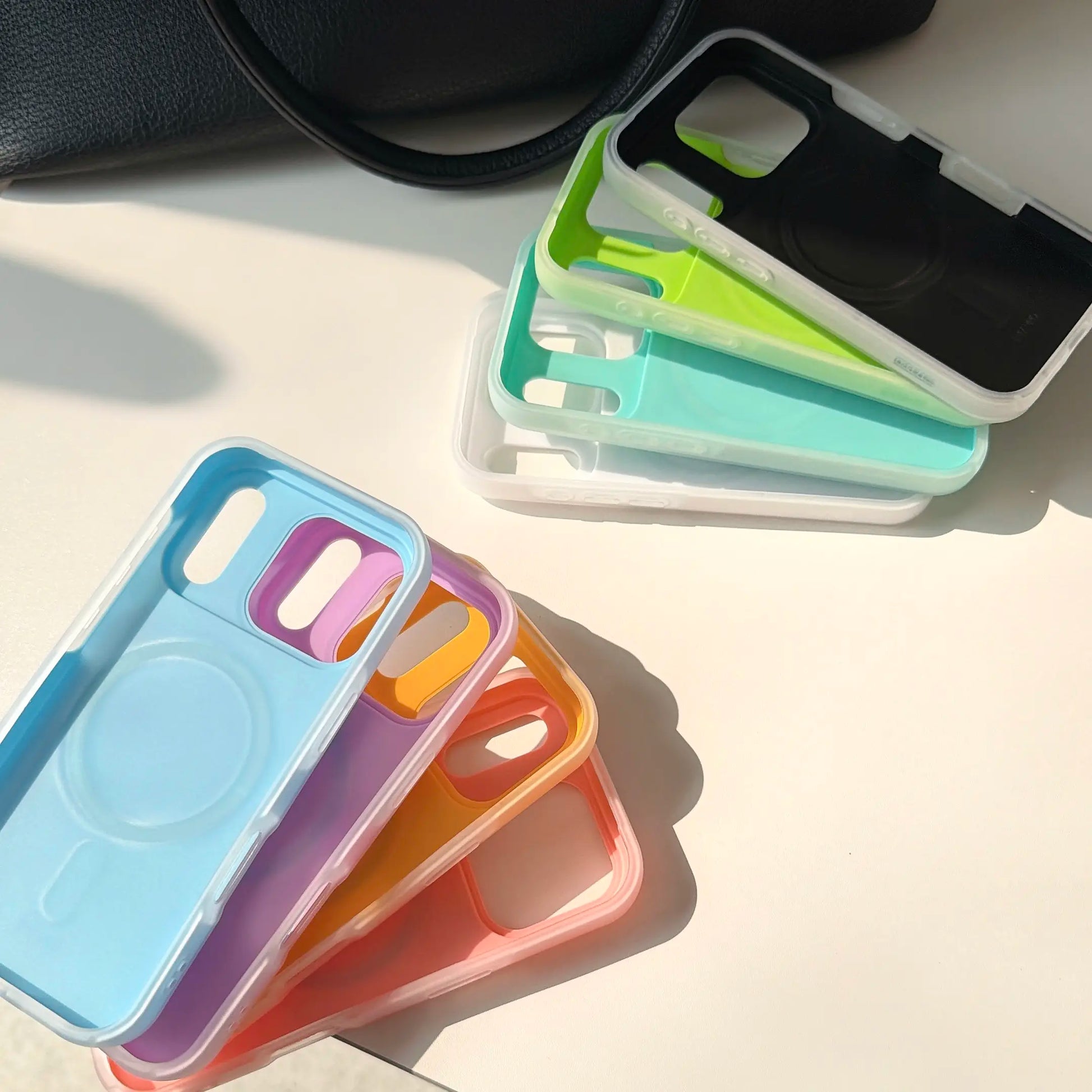 HISTORYOO for Iphone 17 Pro Max Air 16 Pro 15 14 plus 13 12 11 Pro Magnetic (Not Strong) Defender 2 in 1 Dual Layer Jelly Soft Matte Clear Silicone + Candy Color-Blocking PC Hybrid Magsafe Wireless Charging Case Frosted Shockproof Bumper Luxury Back Cover