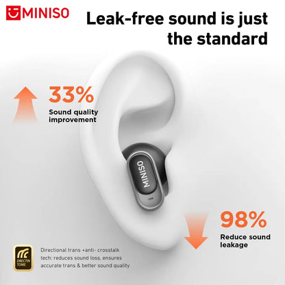 MINISO MS105 Bluetooth 6.0 Wireless Earbuds - Waterproof In-Ear Earphones with Built-in Microphone for Office, Sports, Study, and Gaming