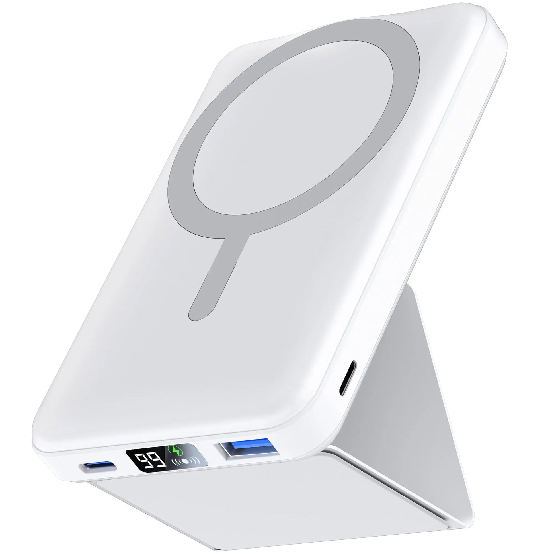 Podoru 10000Mah Magnetic Magsafe Power Bank with Foldable Stand, LED Display, 20W Fast Charging, USB-C Output, Silicone Mobile Smartphone Accessories Cable for Iphone 17/16/15/14/13/12 Series
