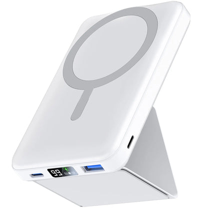 Podoru 10000Mah Magnetic Magsafe Power Bank with Foldable Stand, LED Display, 20W Fast Charging, USB-C Output, Silicone Mobile Smartphone Accessories Cable for Iphone 17/16/15/14/13/12 Series