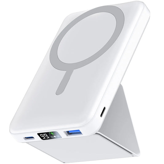 Podoru 10000Mah Magnetic Magsafe Power Bank with Foldable Stand, LED Display, 20W Fast Charging, USB-C Output, Silicone Mobile Smartphone Accessories Cable for Iphone 17/16/15/14/13/12 Series