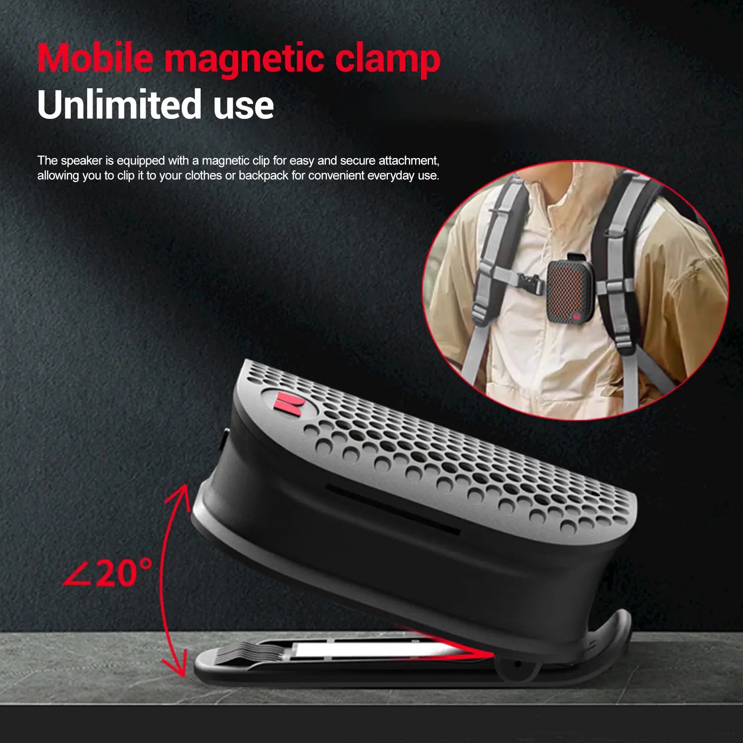 MONSTER M3 Portable Bluetooth Speaker, TWS Stereo Sound, IPX7 Waterproof, Magnetic Clip-On Wearable Speaker, Ultra-Portable 80G Wireless Speaker for Outdoor, Travel, Camping & Work - Summerwins - Dealsforyoudays