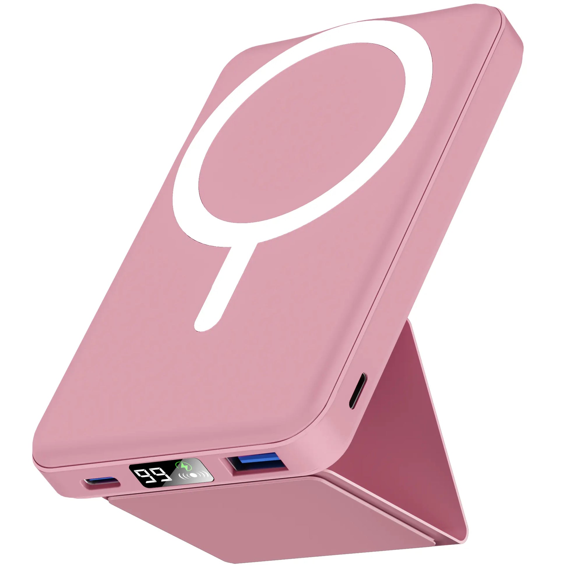 Podoru 10000Mah Magnetic Magsafe Power Bank with Foldable Stand, LED Display, 20W Fast Charging, USB-C Output, Silicone Mobile Smartphone Accessories Cable for Iphone 17/16/15/14/13/12 Series