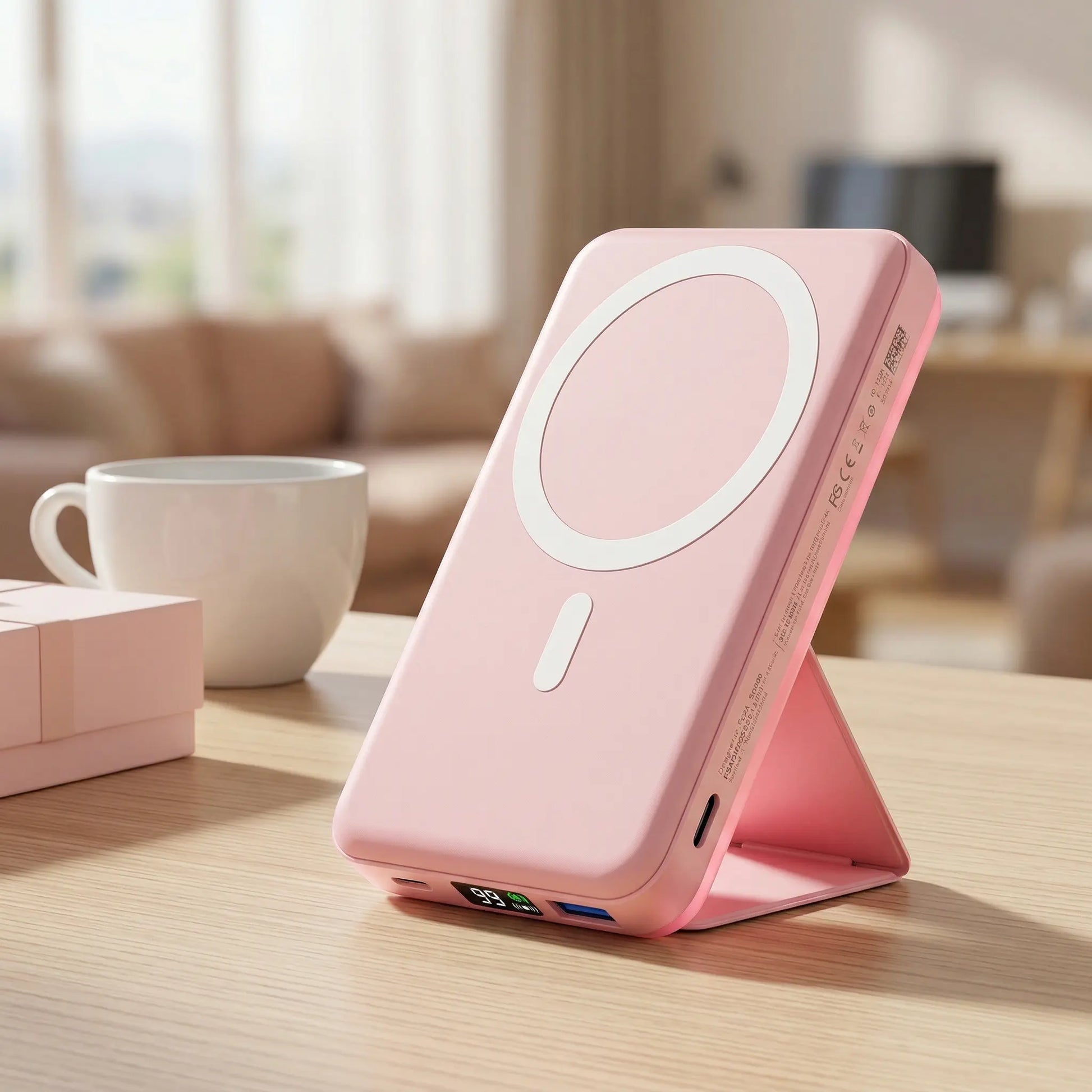 Podoru 10000Mah Magnetic Magsafe Power Bank with Foldable Stand, LED Display, 20W Fast Charging, USB-C Output, Silicone Mobile Smartphone Accessories Cable for Iphone 17/16/15/14/13/12 Series