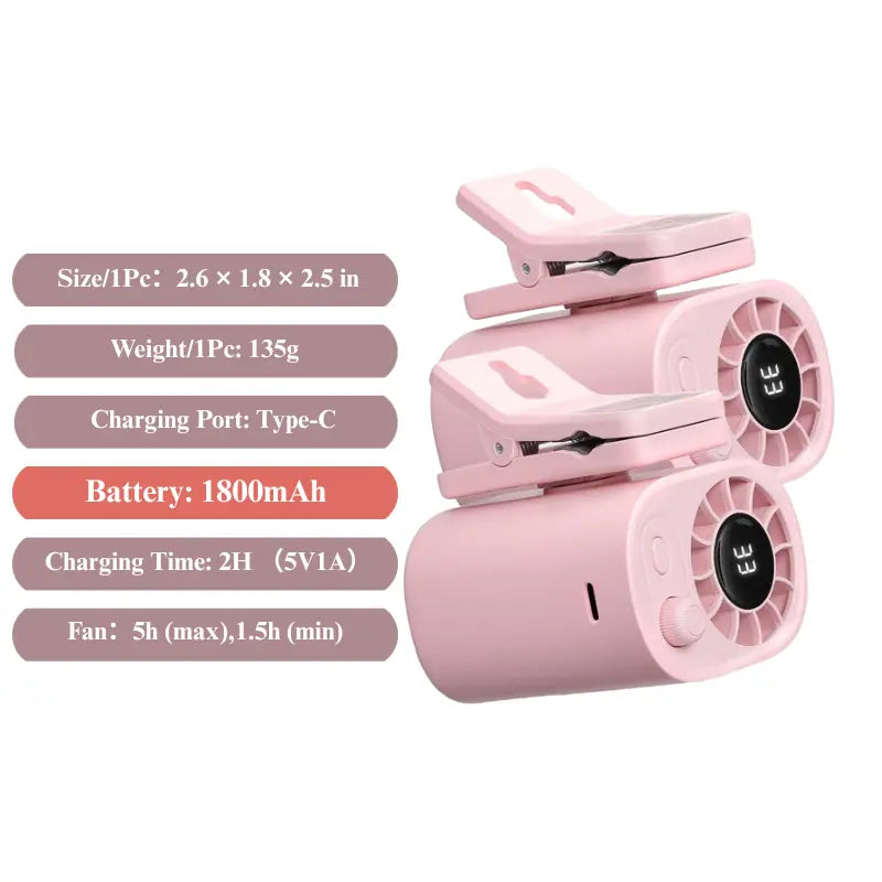 Joytutus Semiconductor Cooling Clip-On Fan - Portable 360° Rotatable Fan with 100-Speed Adjustment, USB Rechargeable, 16℃ Wide Clamp, 3000mAh Battery, LED Display, Ideal Car Accessory for Father's Day