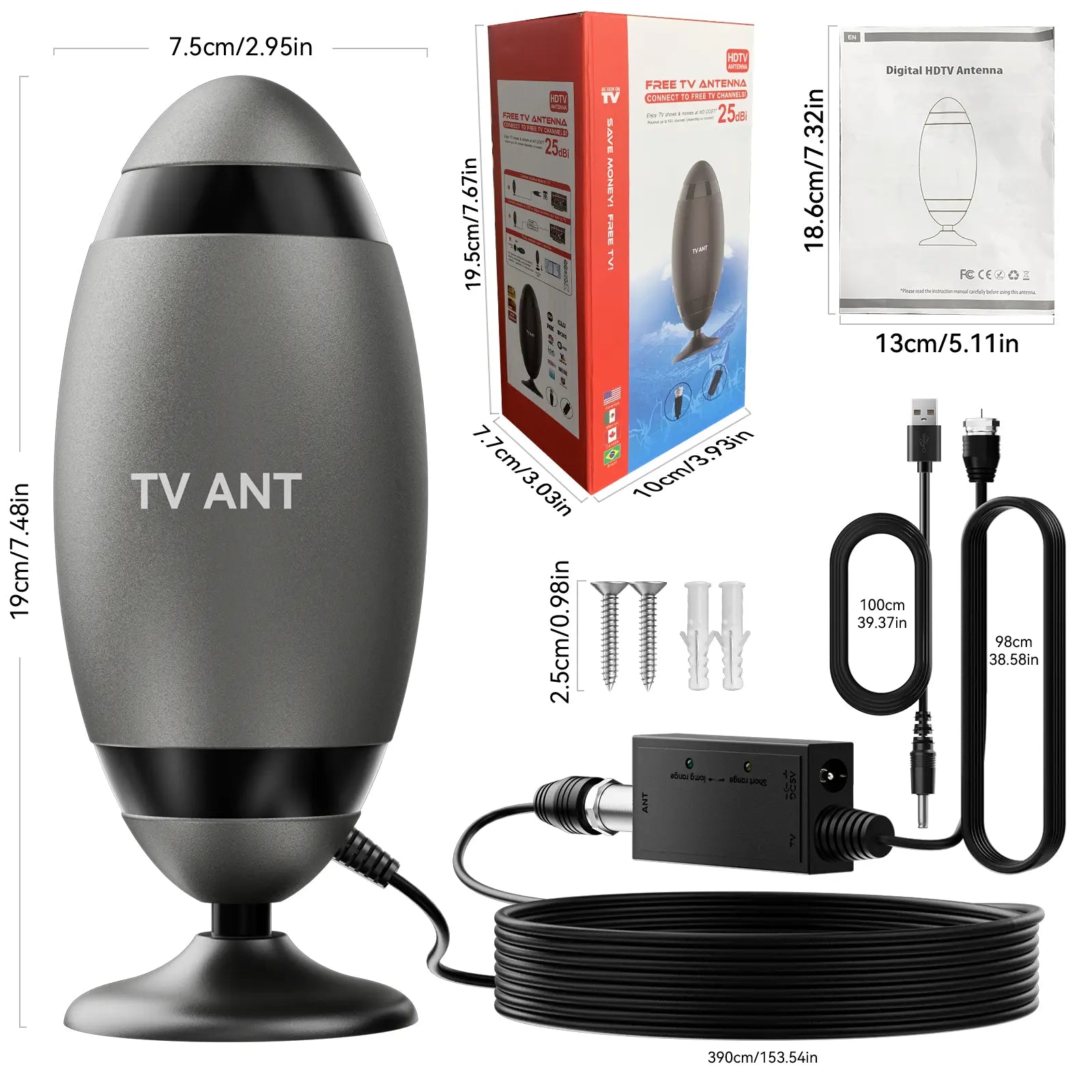 HIDB Indoor Digital TV Antenna for Smart TVs - 4K HD Signal Amplified with 360° Reception, Easy Installation, No Monthly Fees, Ideal for Local Channels - Summer Promotions Available