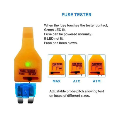 【Fathersdaygift】 24V DC Car Fuse Tester Puller – Easy Tool to Test, Find & Remove Blown ATO/ATC/ATM Blade and Glass Tube Fuses in Your Car Fuse Box
