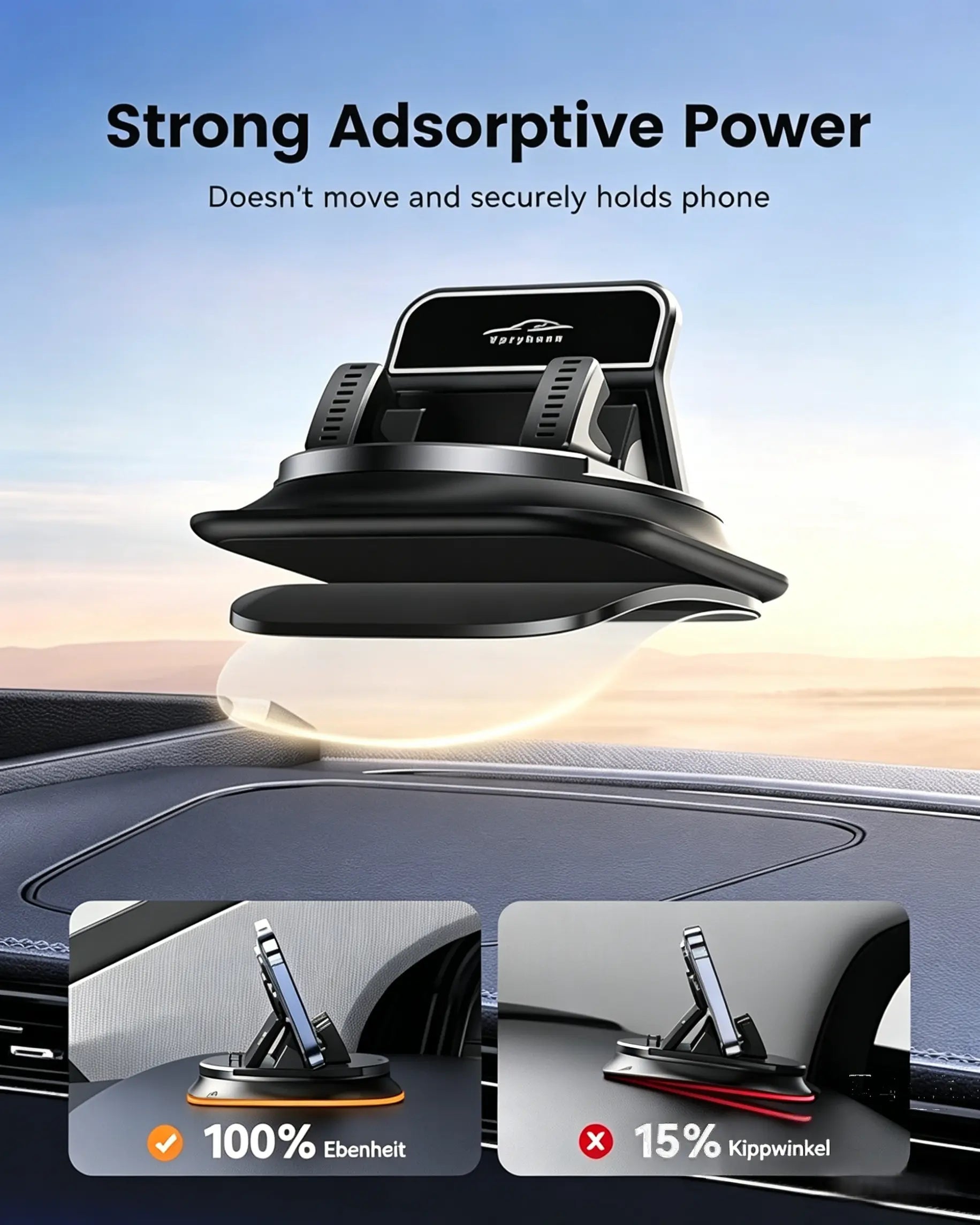Universal 360-Degree Rotating Car Phone Mount - Dashboard Holder for All Smartphones
