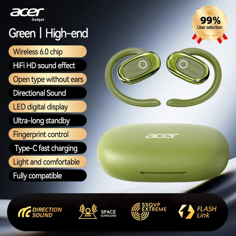 Acer OHR553 Open-Ear Wireless Earbuds, Panoramic Hifi Stereo, Comfortable Non-In-Ear Design for Sports