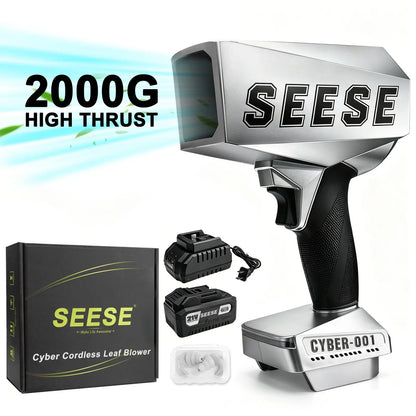 Seese 2000G Cyber Cordless Leaf Blower with Brushless Copper Motor, 120+ MPH Turbofan, Battery-Powered Air Duster for Car Drying and Snow Removal - Perfect Father's Day Gift