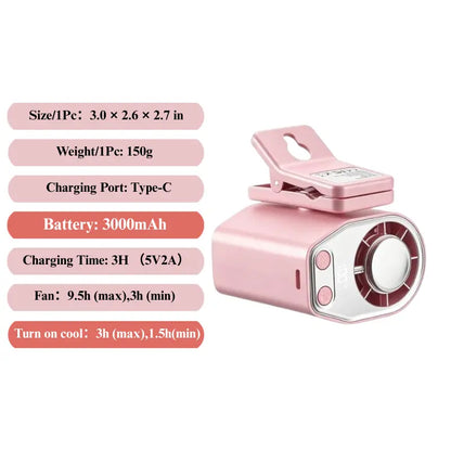 Joytutus Semiconductor Cooling Clip-On Fan - Portable 360° Rotatable Fan with 100-Speed Adjustment, USB Rechargeable, 16℃ Wide Clamp, 3000mAh Battery, LED Display, Ideal Car Accessory for Father's Day