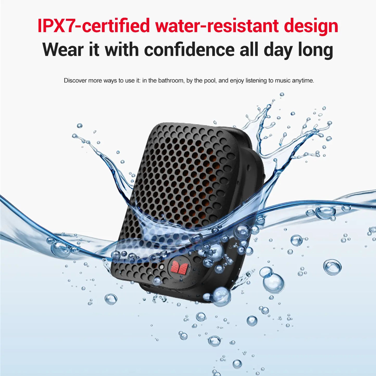 MONSTER M3 Portable Bluetooth Speaker, TWS Stereo Sound, IPX7 Waterproof, Magnetic Clip-On Wearable Speaker, Ultra-Portable 80G Wireless Speaker for Outdoor, Travel, Camping & Work - Summerwins - Dealsforyoudays