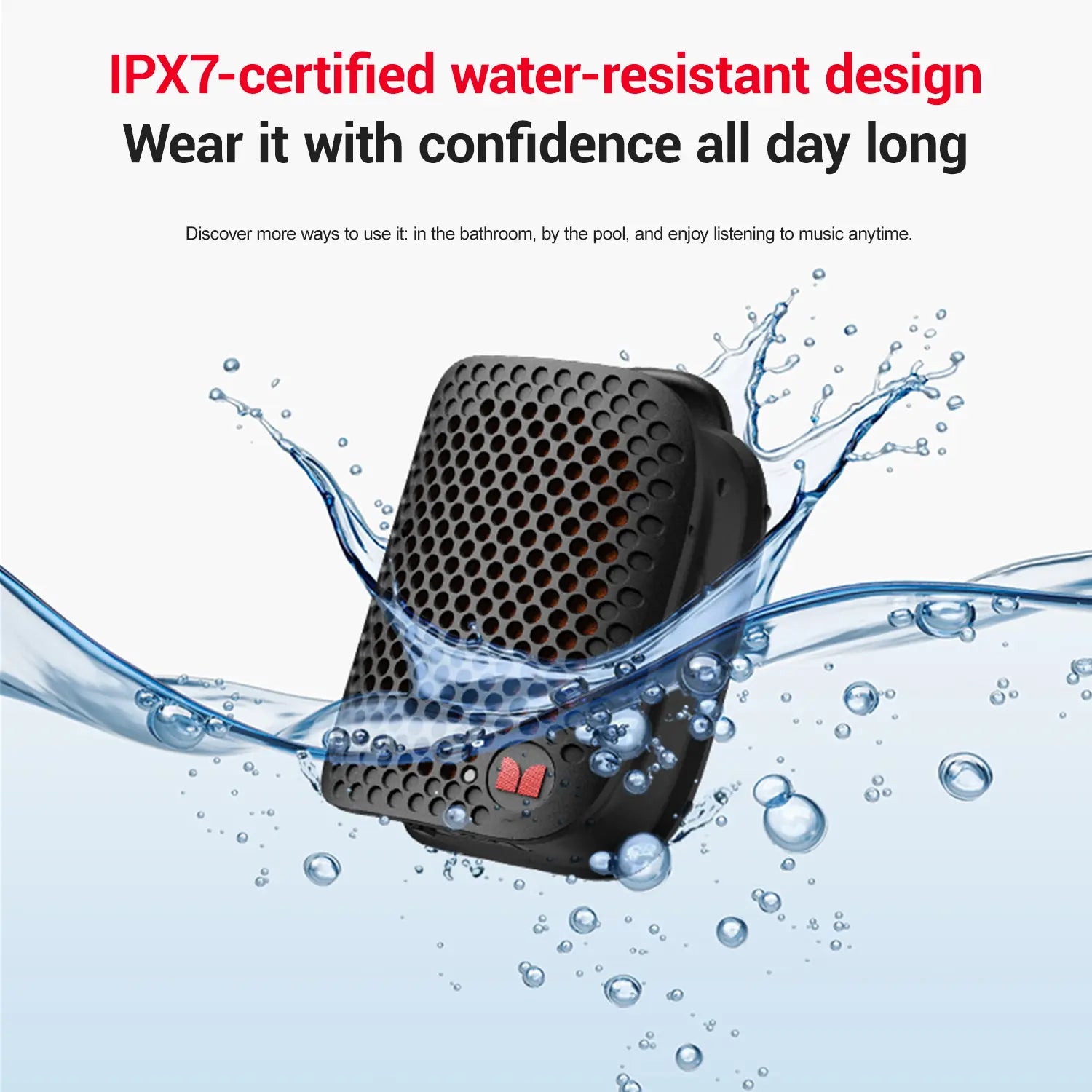 MONSTER M3 Portable Bluetooth Speaker, TWS Stereo Sound, IPX7 Waterproof, Magnetic Clip-On Wearable Speaker, Ultra-Portable 80G Wireless Speaker for Outdoor, Travel, Camping & Work - Summerwins - Dealsforyoudays